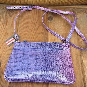 Purple Animal Print Vinyl Crossbody Wallet Purse Target Brand 9”x6” NWT